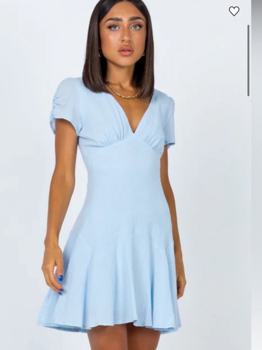 Princess Polly Powder Blue V-Neck Flutter Sleeve Mini Dress